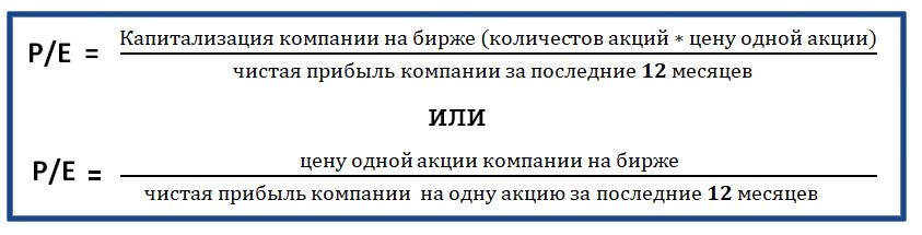 pe формула